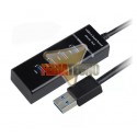 HUB USB 4 PUERTOS 3.0 , NEGRO. 30 CMS