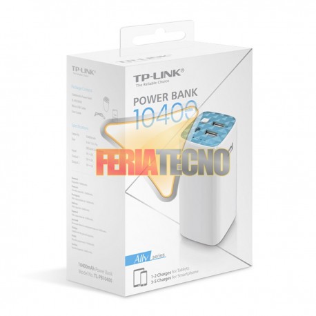 BATERIA EXTERNA POWERBANK 2 USB, 10.400 MAH, TL-PB10400, TP-LINK