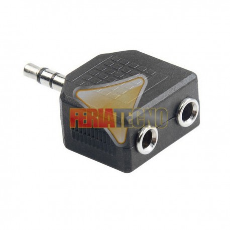 SPLITTER STEREO 3.5MM PLUG A 2 JACK, NEGRO. PARA 2 AUDIFONOS.