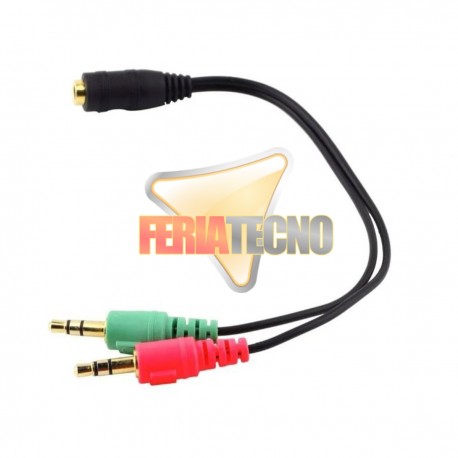 SPLITTER STEREO 3.5 MM 2 MACHO A 1 HEMBRA. AUDIFONO Y MICROFONO