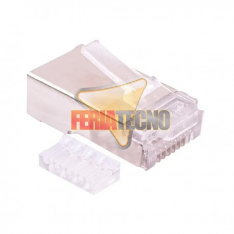 CONECTOR RJ45 CAT6 FTP, METALICO 100 UNI. 2 PIEZAS. FACIL ARMADO