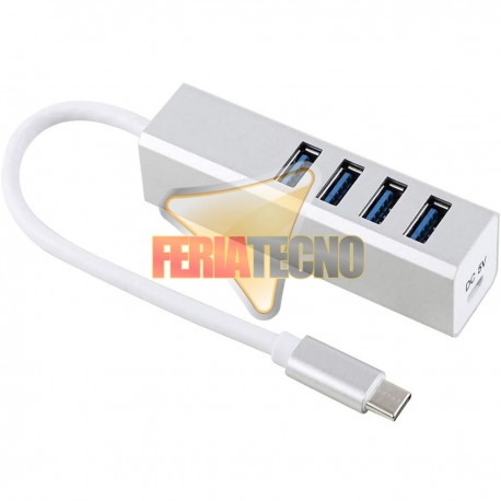 HUB USB-C A 4 PUERTOS USB 3.0, 15 CMS