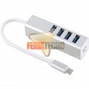 HUB USB-C A 4 PUERTOS USB 3.0, 15 CMS