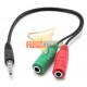 SPLITTER STEREO 3.5MM MACHO A 2 HEMBRA AUDIFONO Y MICROFONO