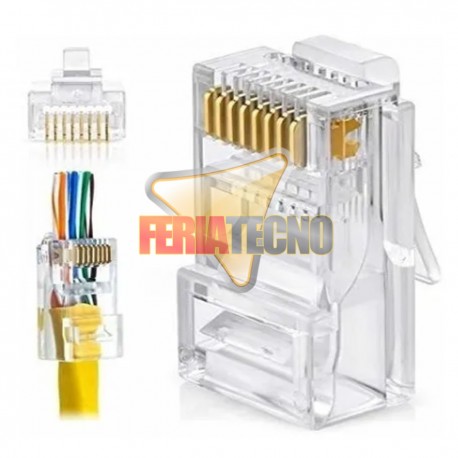 CONECTOR RJ45 CAT5E PASS THRU 100 UNI.