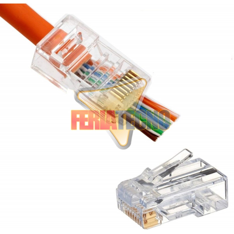 CONECTOR RJ45 CAT5E PASS THRU 10 UNI.