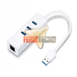 ADAPTADOR USB 3.0 A RJ45 (LAN) CON 3 PUERTOS USB HUB, TP-LINK UE330