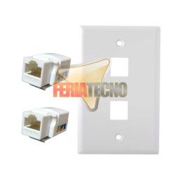 KIT 2 MODULO RJ45 CAT6 + PLACA A MURO 1 MODULO