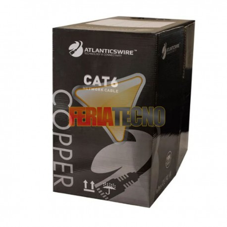 CABLE UTP CAT6 305 MTS, 23 AWG, 100% COBRE. GRIS. ATLANTICSWIRE