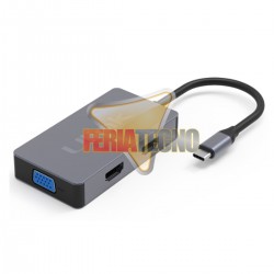ADAPTADOR USB-C A 2 HDMI, VGA, USB 3.0, USB-C CARGA