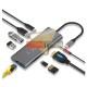ADAPTADOR USB-C A HDMI, 3 USB 3.0, RJ45(LAN), 3.5, SD, MICRO SD, USB-C CARGA