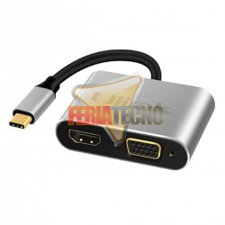 ADAPTADOR USB-C A HDMI, VGA, USB 3.0, USB-C CARGA