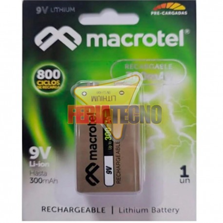 BATERIA RECARGABLE 9V, 290 MAH