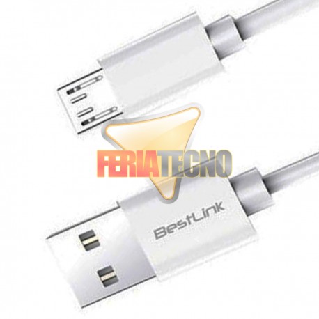 CABLE MICRO USB A USB FUJITEL, COLOR BLANCO, PLANO