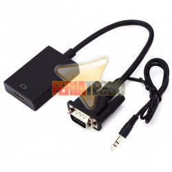 CONVERSOR DE VIDEO VGA + AUDIO A HDMI. ALIMENTA POR USB