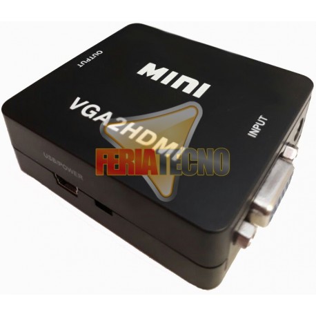 CONVERSOR DE VIDEO VGA + AUDIO A HDMI, NEGRO