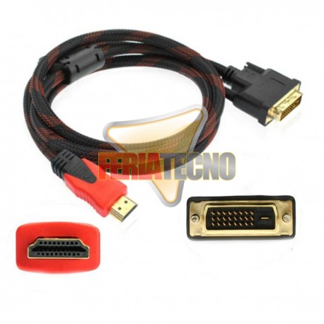 CABLE HDMI A DVI-D 2 MTS. CONECTOR BAÑO ORO