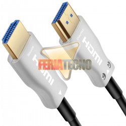 CABLE HDMI 2.0 4K 30 MTS. M/M, FIBRA OPTICA, CONEC. BAÑO ORO.