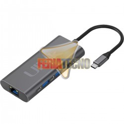 ADAPTADOR USB-C A HDMI, 2 USB 3.0, RJ45(LAN), USB 2.0, SD, MICRO SD, USB-C CARGA