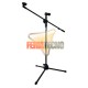 PEDESTAL PARA MICROFONO DOBLE, AJUSTABLE, BASE METALICA