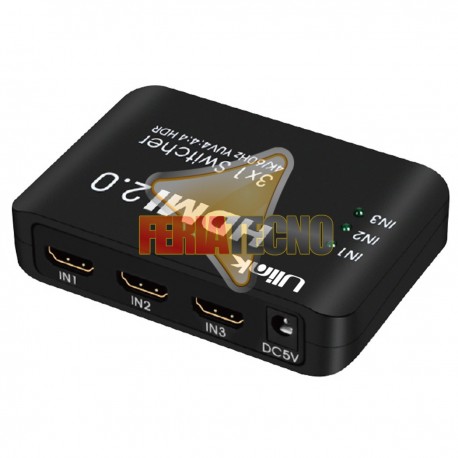 SWITCH HDMI V1.4 ACTIVO 3X1 (FULL 1080P HD), SOP. 3D, C. REMOTO