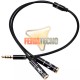 SPLITTER STEREO 3.5MM MACHO A 2 HEMBRA AUDIFONO Y MICROFONO.