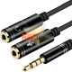 SPLITTER STEREO 3.5MM MACHO A 2 HEMBRA AUDIFONO Y MICROFONO.