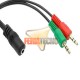SPLITTER STEREO 3.5 MM 2 MACHO A 1 HEMBRA. AUDIFONO Y MICROFONO