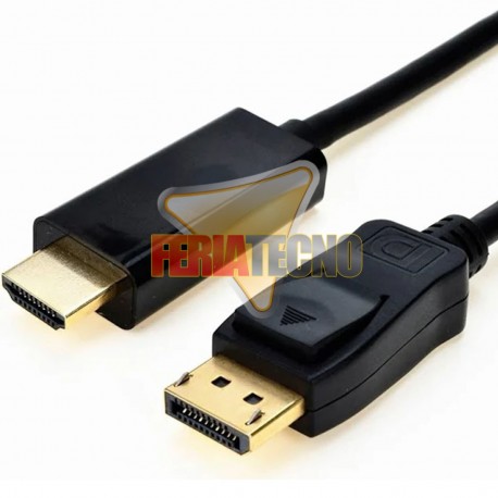 CABLE DISPLAY PORT A HDMI 1,8 METROS, NEGRO.