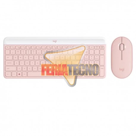 KIT TECLADO Y MOUSE INALAMBRICO USB, ROSA, LOGITECH MK470