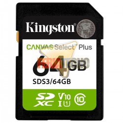 Tarjeta SD 64GB Kingston Canvas Select Plus 100MB/s (SDS3)