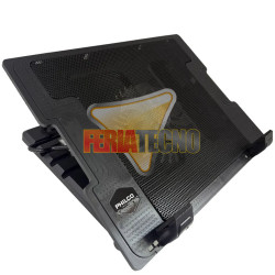VENTILADOR PARA NOTEBOOK USB, AJUSTABLE EN ALTURA, 2 USB, LUZ AZUL. NEGRO