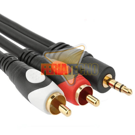 Cable Audio 3.5 a 2 RCA 5 Mts Premium Conector Baño Oro