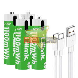 Pilas Recargables AAA 1100mWh Carga Directa USB-C x4 Unidades