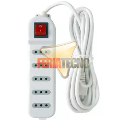 ALARGADOR 4 TOMAS 5 METROS. SWITCH ON/OF. BLANCO