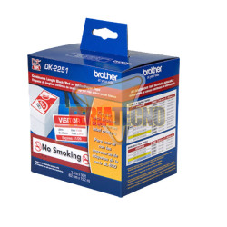 CINTA BROTHER DK-2251, 62MM X 15,24 MTS. CONTINUO. FONDO BLANCO, TEXTO ROJO /NEGRO