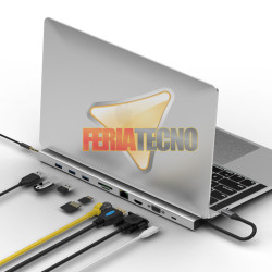 Adaptador USB-C 10 En 1 Multipuerto HDMI VGA RJ45 SD 3.5 UL-ADC101