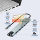 ADAPTADOR USB-C A HDMI, 2 USB 3.0, RJ45(LAN), USB 2.0, SD, MICRO SD, USB-C CARGA