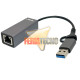 Adaptador Red RJ45 Gigabit USB 3.0 y USB-C Hibrido 1000Mbps
