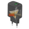Cargador Pared Dual USB-C y USB-A 20W Negro Carga Rapida Certificado SEC