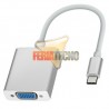 ADAPTADOR USB-C A VGA, 10 CMS. PLATEADO/ BLANCO